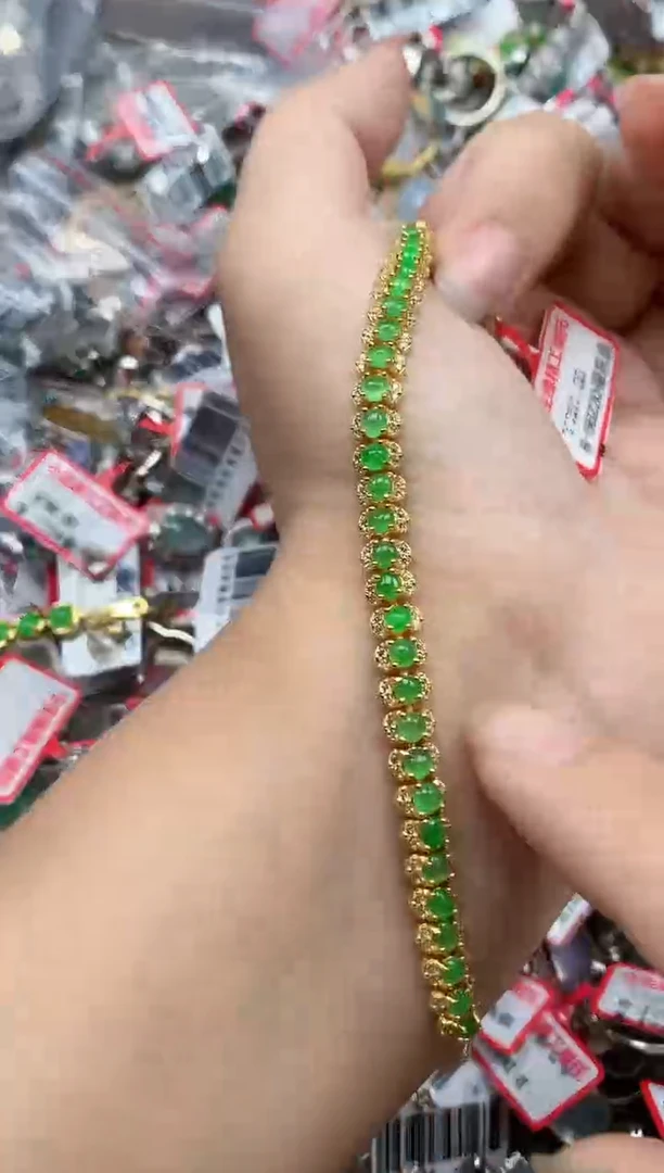 银S925镶嵌戒指翡翠天然A货缅甸翡翠