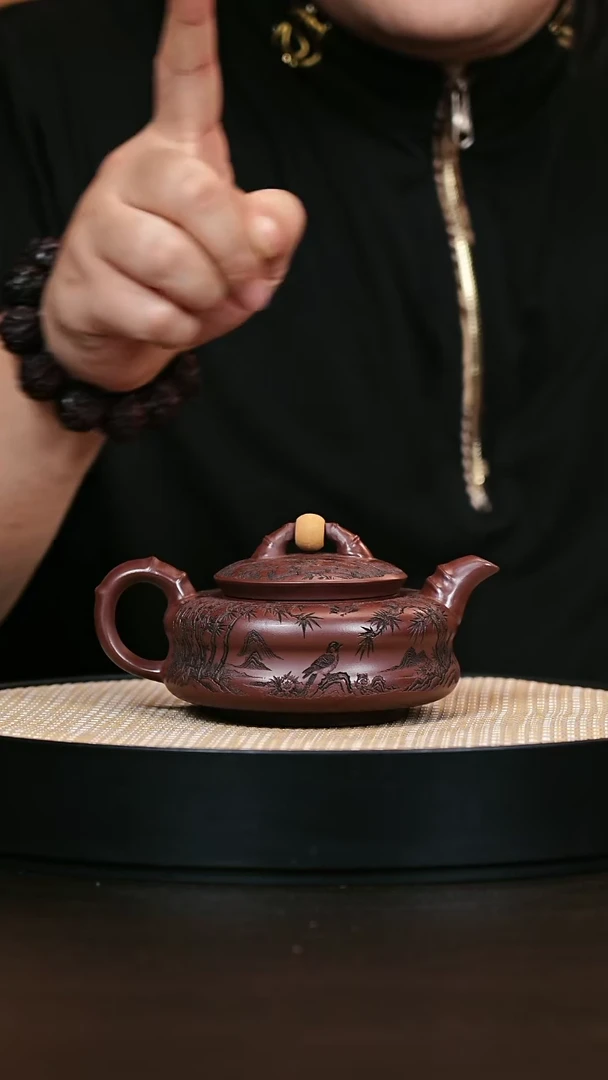茶壶紫砂双线竹节 底槽清 320cc