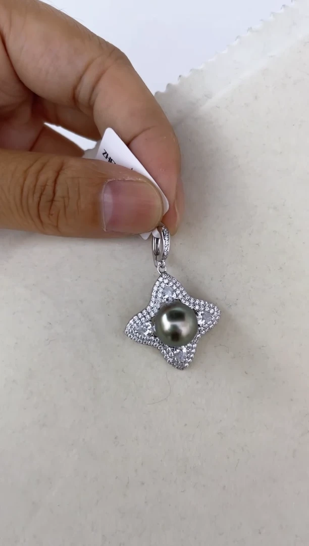 海水珍珠银S925镶嵌颈饰吊坠