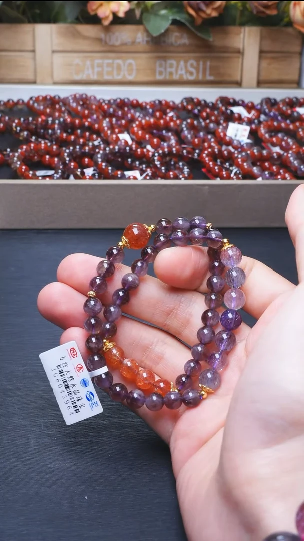 水晶手串未镶嵌L016吉祥三宝配比双圈多样性发其一
