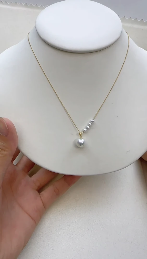 海水珍珠18K金镶嵌颈饰4-8.6