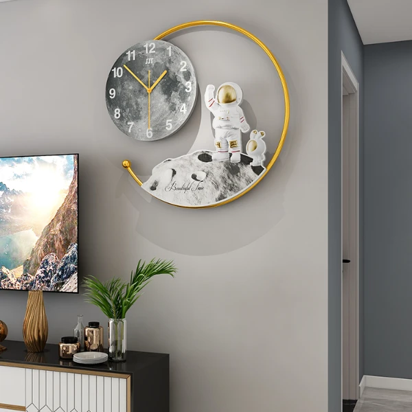 久久达新款免打孔挂钟餐厅挂表网红创意轻奢装饰客厅时钟挂墙钟表