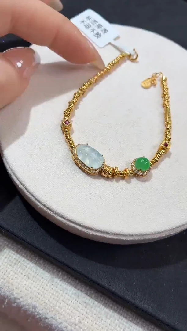 吊坠(不含链)银S925镶嵌翡翠手链