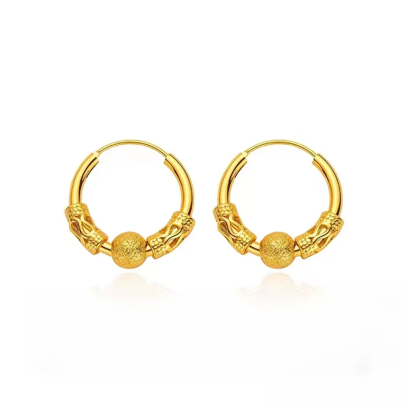 铜合金耳饰 朋克风民族风复古宫廷女耳环耳饰百搭圈圈N3750A1