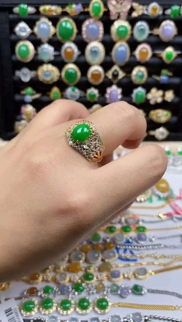 银S925镶嵌戒指翡翠9240