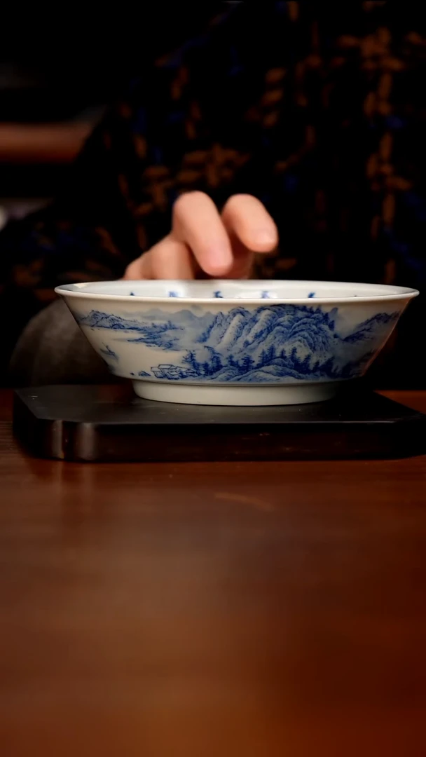 青花陶瓷手绘壶承