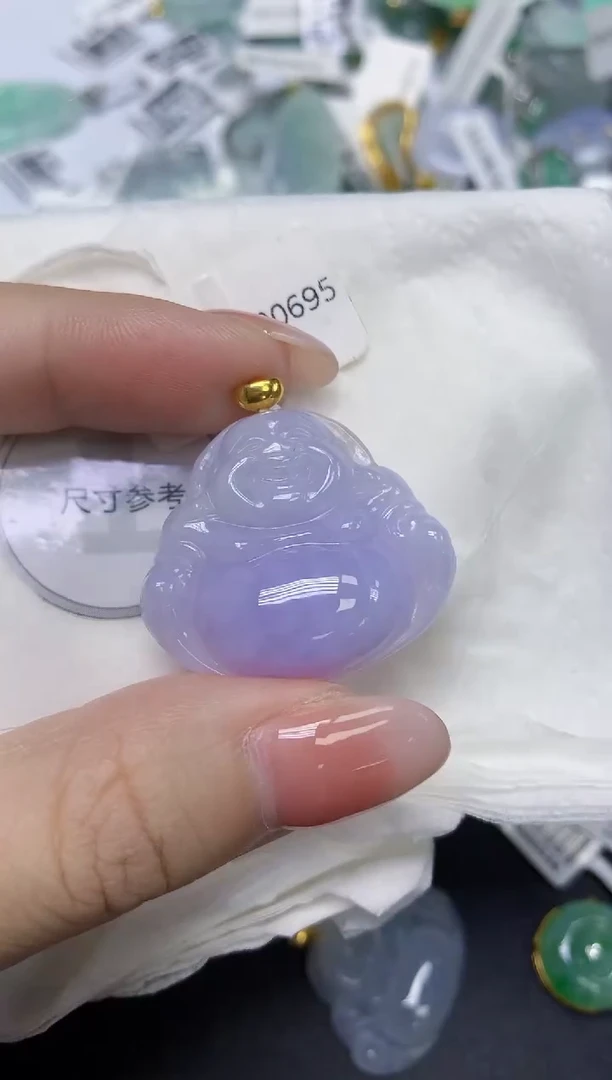 颈饰18K金镶嵌翡翠天然缅甸翡翠A货多样性发一件