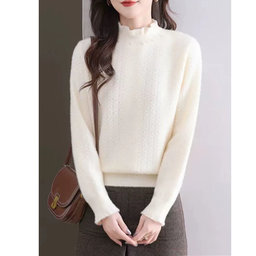 【撤柜样品】DJ674秋冬季气质百搭针织打底衫女咖啡商家提供