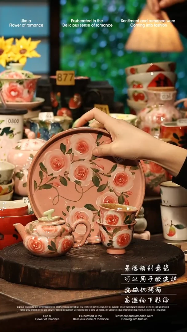 陶瓷景德镇高温釉下彩手工手绘款式