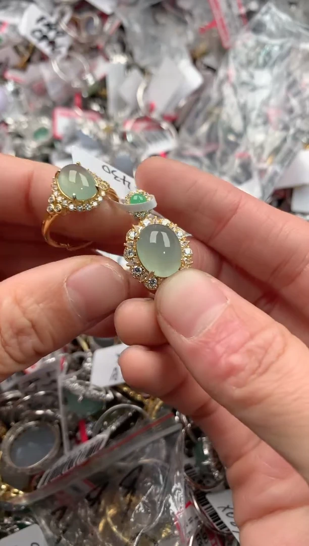 银S925镶嵌戒指翡翠444----8