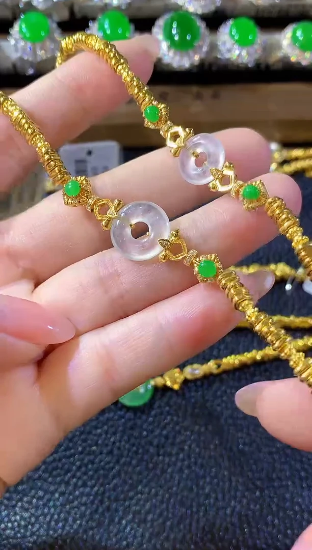18K金镶嵌手链翡翠A37 多样性发货一件