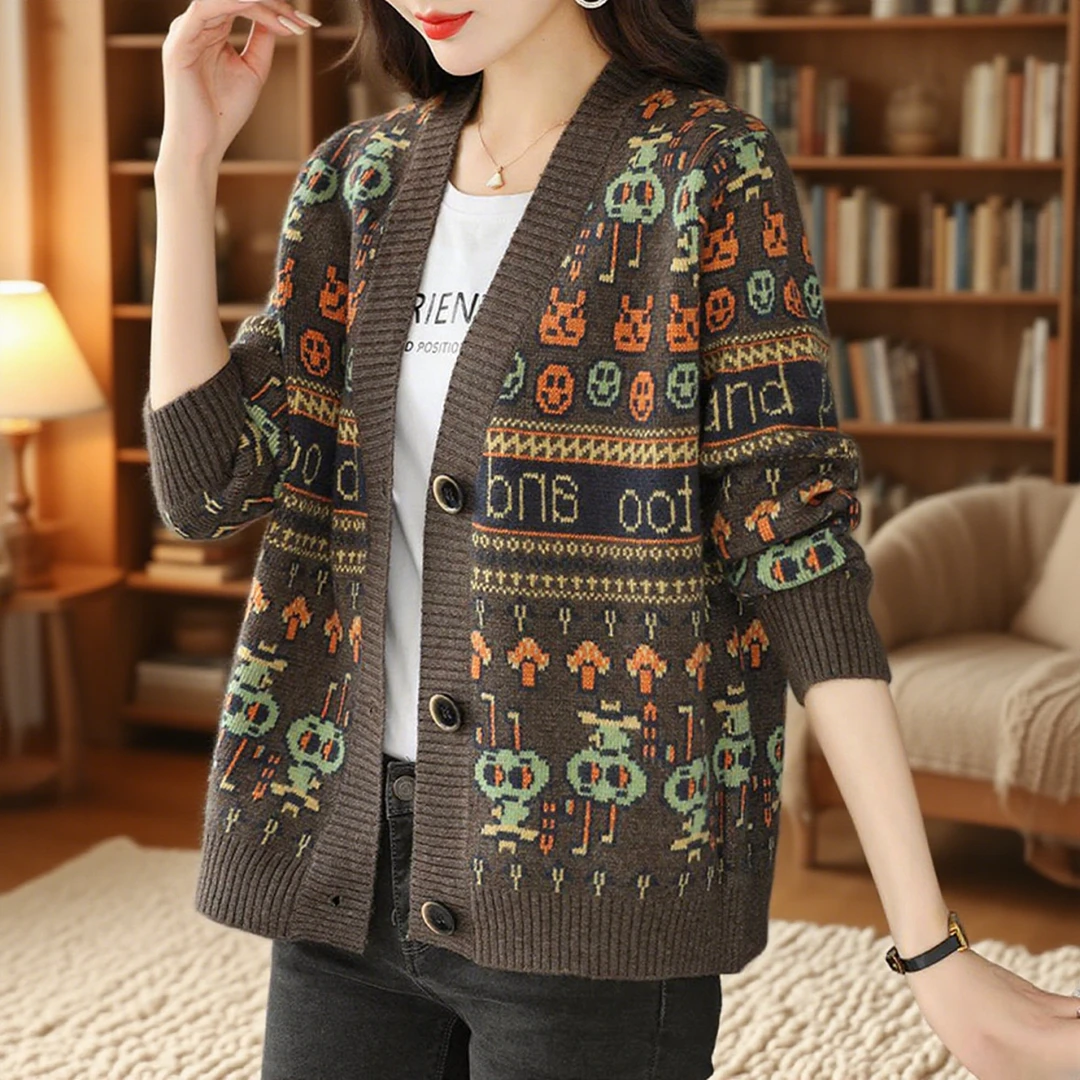 开衫毛衣女羊毛针织外套春秋2025新款外搭上衣宽松短款专柜正品