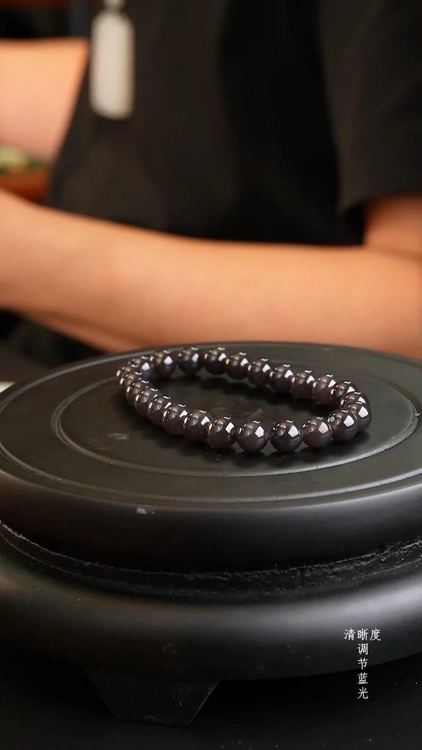 未镶嵌手串和田玉青海烟紫浓色帝王紫手串卡8mm