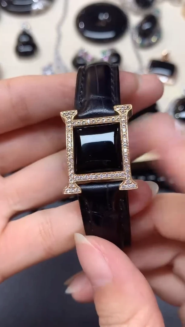 18K金镶嵌手链翡翠墨翠手链|13800