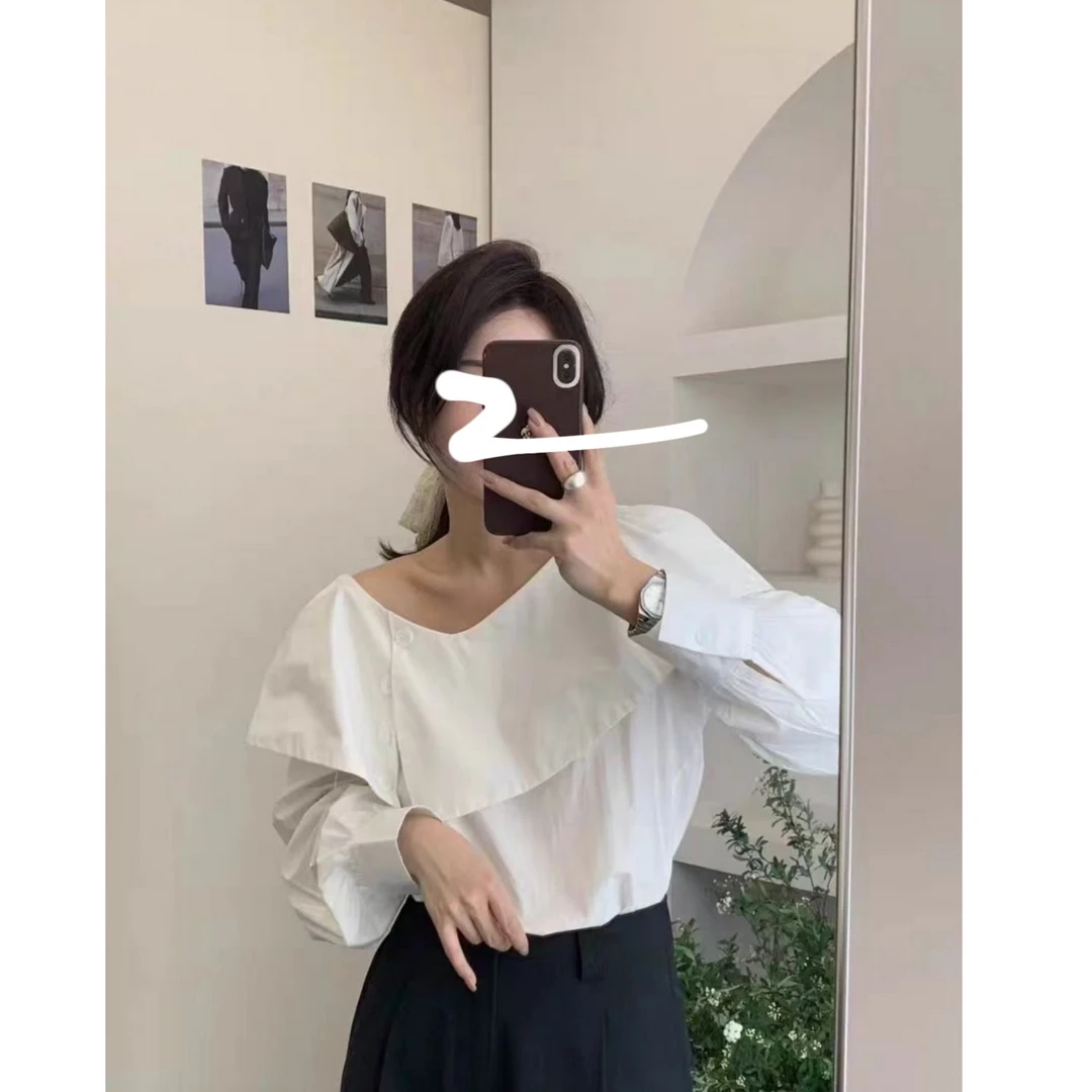 （柚子同款）ZJ春夏款斜扣大领时尚小衫25032