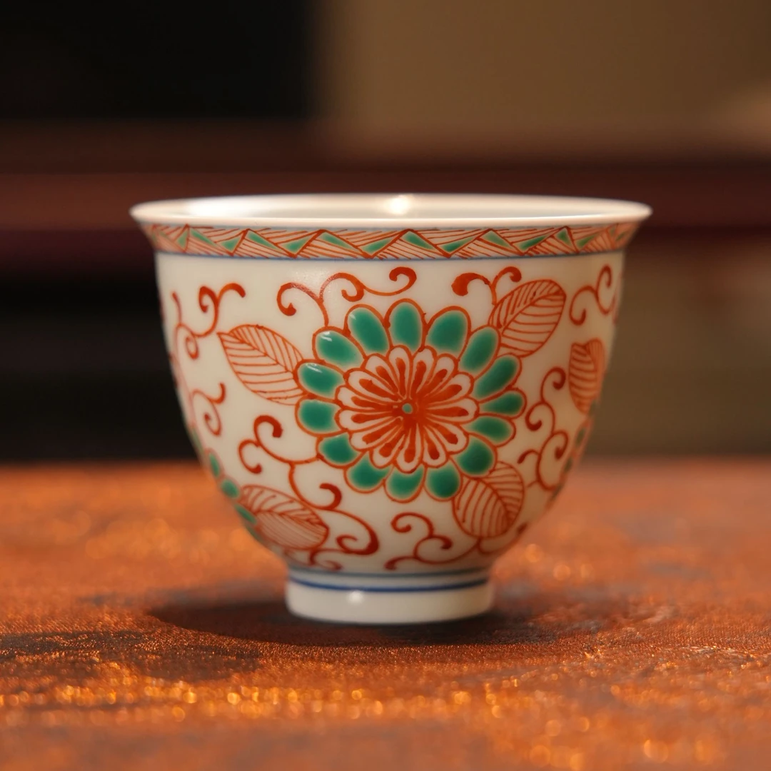 红绿彩小雏菊主人杯「雨溪山房」70cc