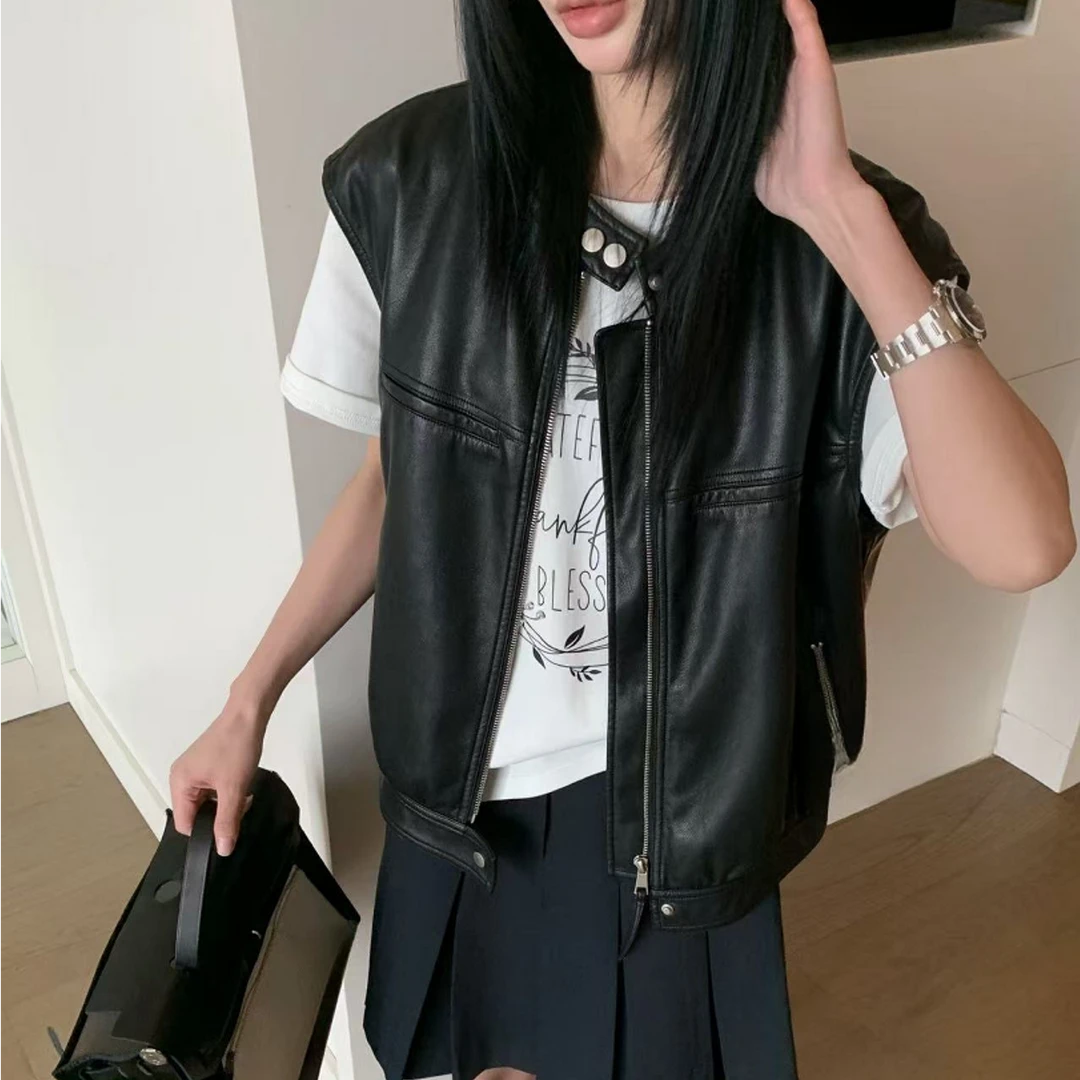 【香姐推荐】【10605】夏季季时尚新款机车款立领马甲外套百搭