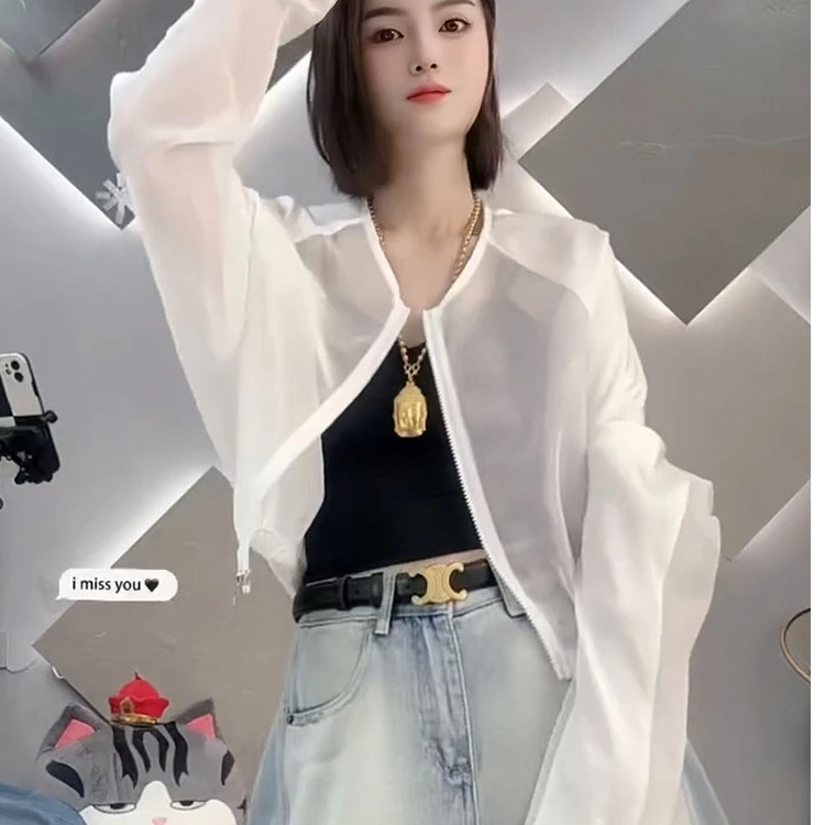 欧货2025夏季新款短款防晒服女薄款透气开衫空调衫长袖外套