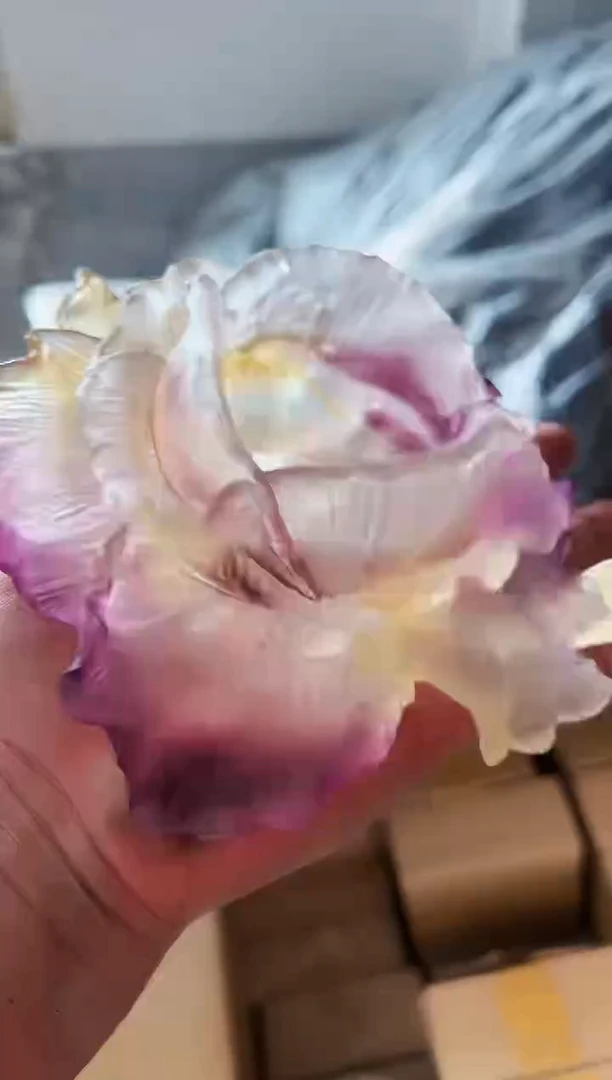 琉璃手工艺品古法琉璃 16 牡丹摆件