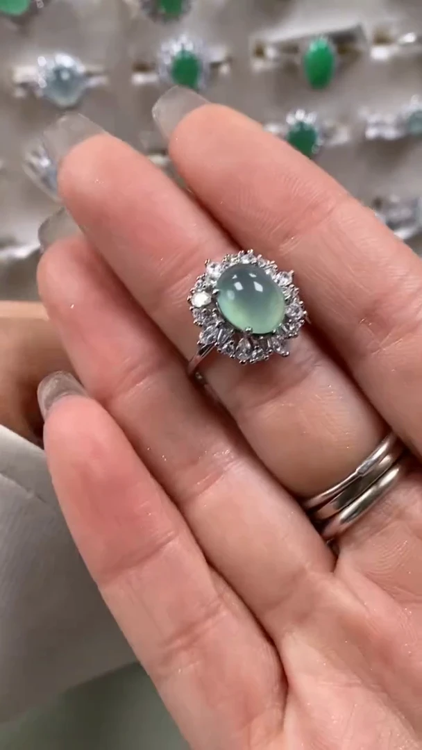 【闪购商品】翡翠戒指银S925镶嵌8277