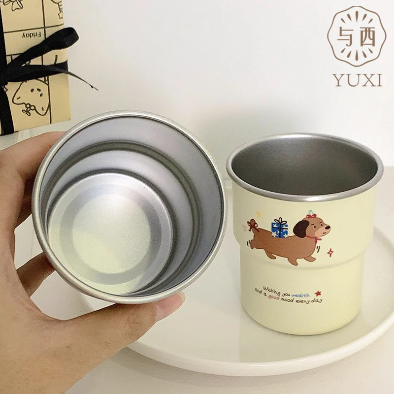 YUXI/与西腊肠狗漱口杯高颜值儿童卡通ins情侣洗漱杯不锈钢牙缸