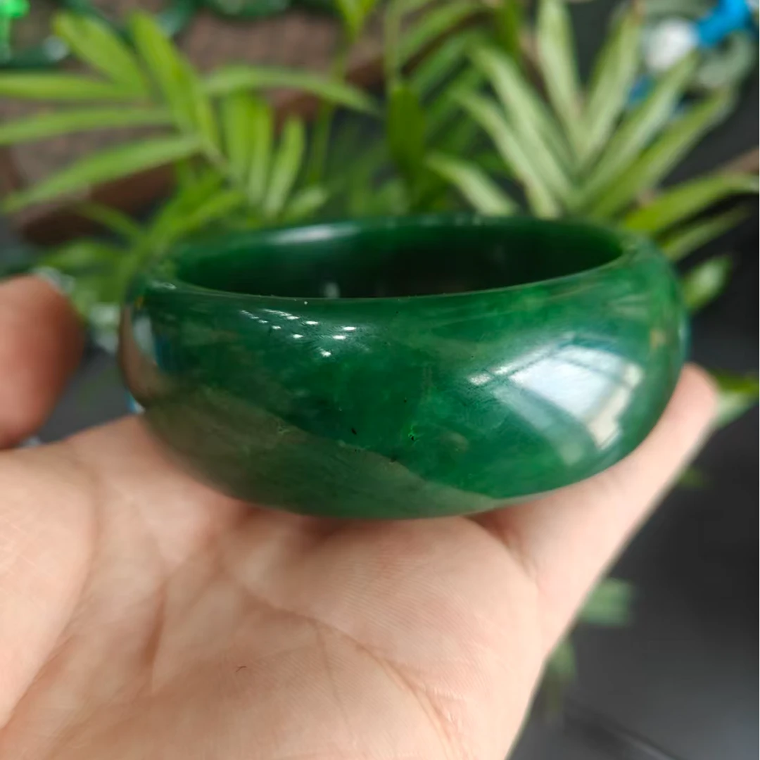 老李严选   和田玉碧玉菠菜绿大轮胎手镯多样发一D721