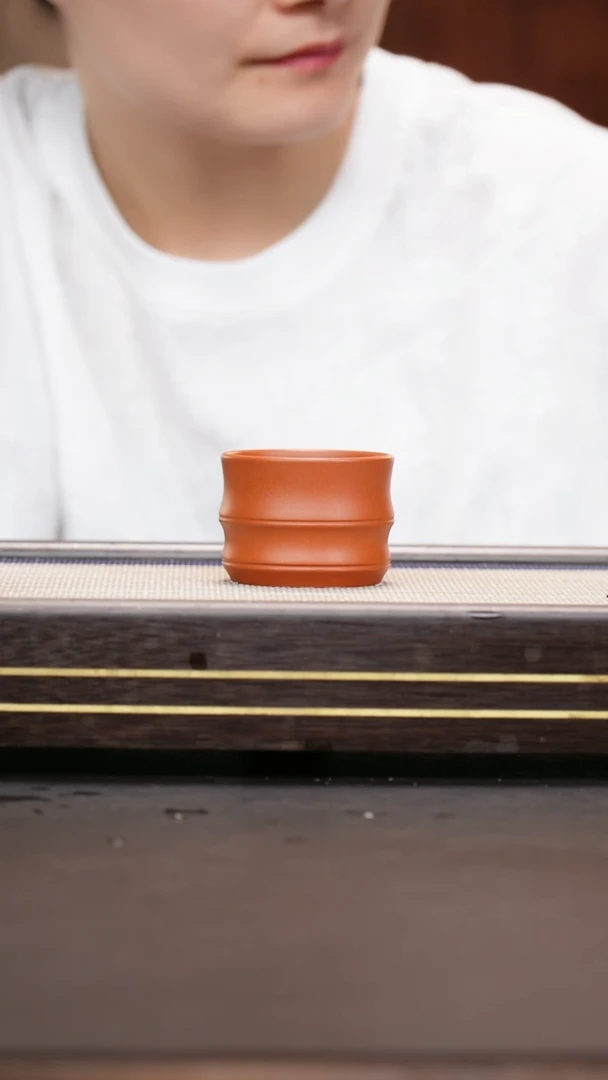 茶壶紫砂小煤窑朱泥  竹节杯