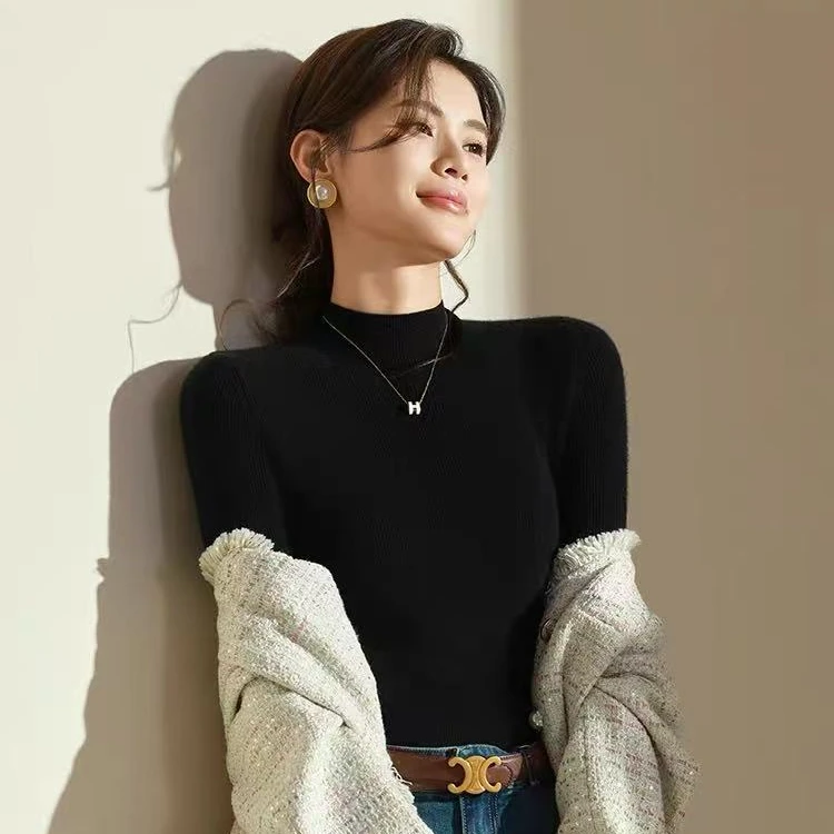 【中领】可机洗冬季加厚无缝一线成衣修身显瘦打底衫通勤上班穿搭