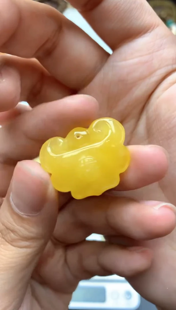 【闪购商品】琥珀珠宝奇石未镶嵌027琥珀蜜蜡花粉有纹小坑介意勿拍