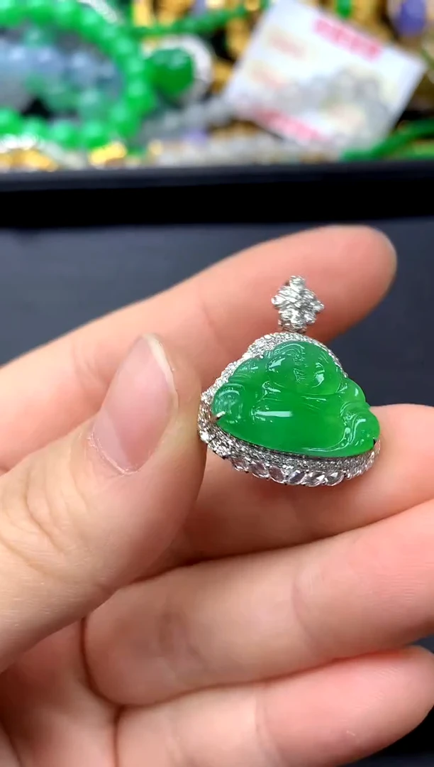 颈饰18K金镶嵌翡翠513-中国好珍宝