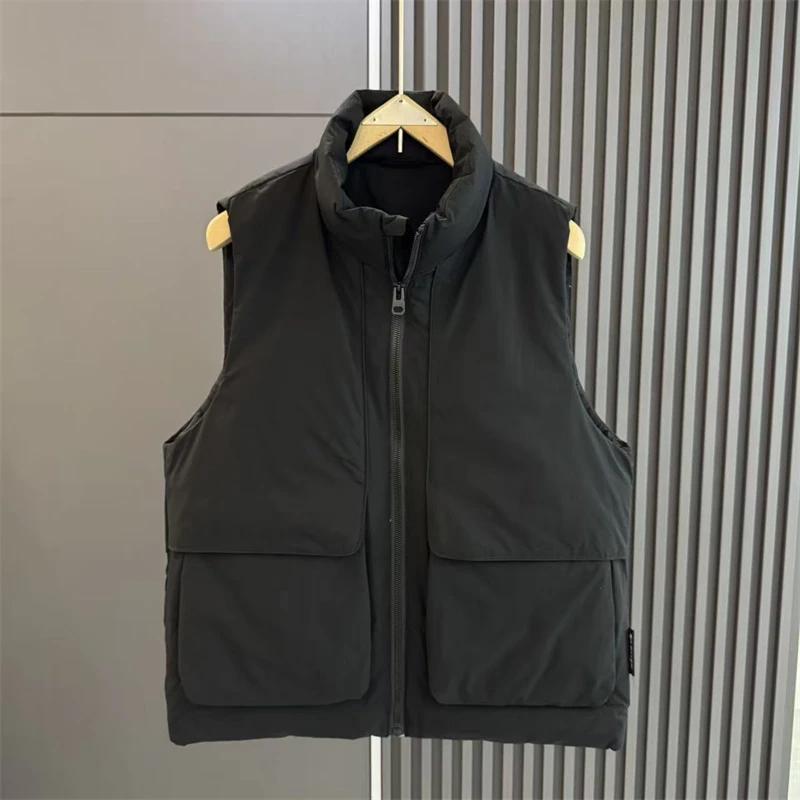国标真羽绒马甲男2025新款工装大口袋双口袋百搭保暖鸭绒坎肩秋冬