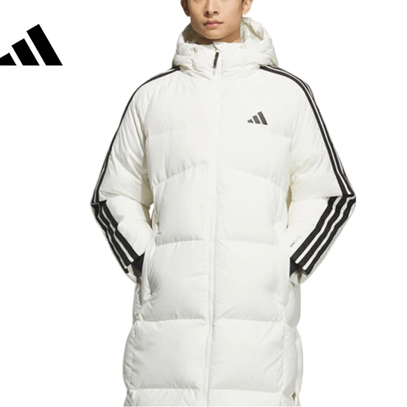 阿迪达斯男装外套2025冬季新款长款保暖运动时尚保暖羽绒服KC2497