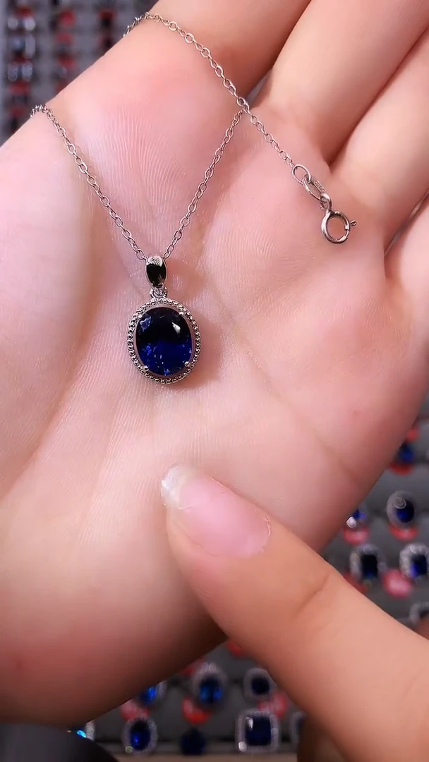 【闪购商品】蓝宝石吊坠(赠链)银S925镶嵌1111111
