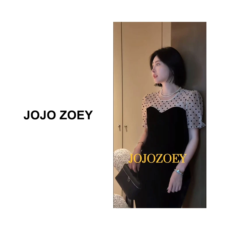 JOJO ZOEY【清仓NO退换】半夏梦境~波点拼接女人短袖连衣裙lyq-3923