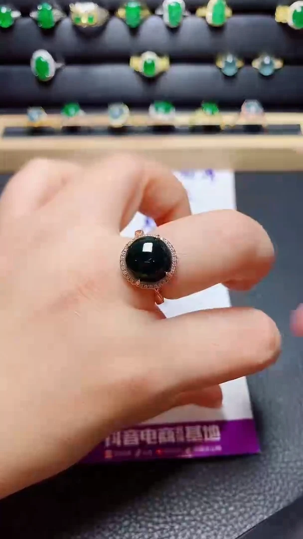 银S925镶嵌戒指翡翠天然翡翠A货s925银镶