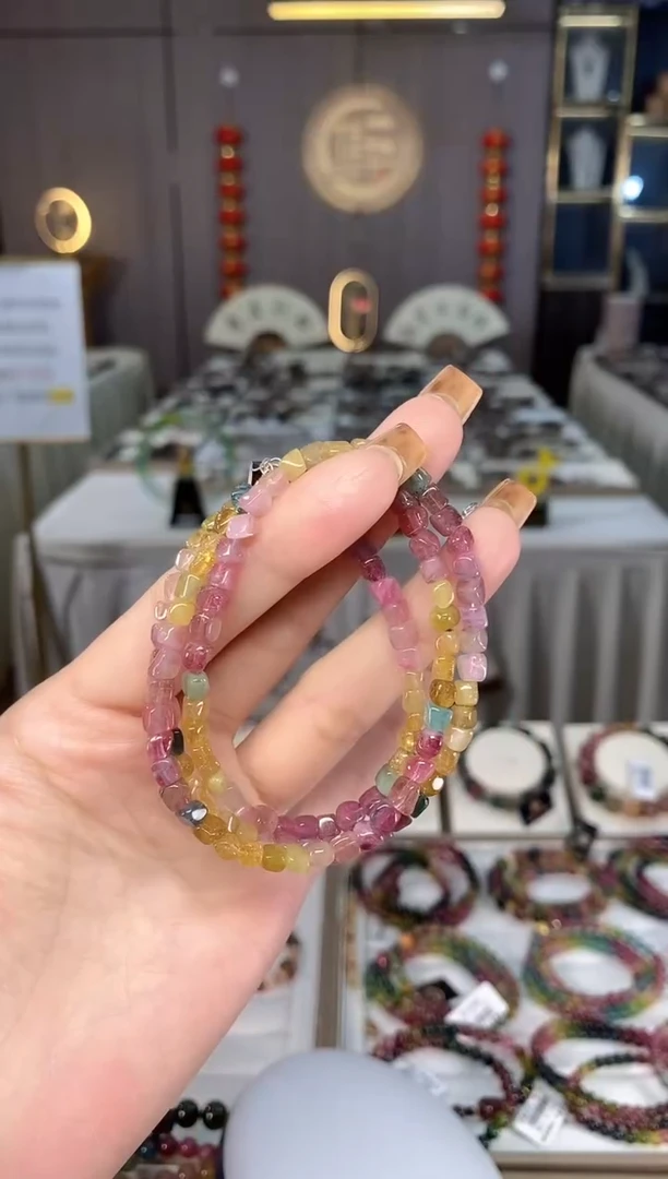 未镶嵌老矿碧玺原石三圈手串碧玺dan多样性发货一条