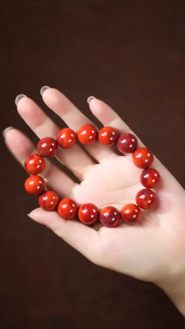 未镶嵌南红玛瑙挂件美*闪购 牛血红14.5mm+