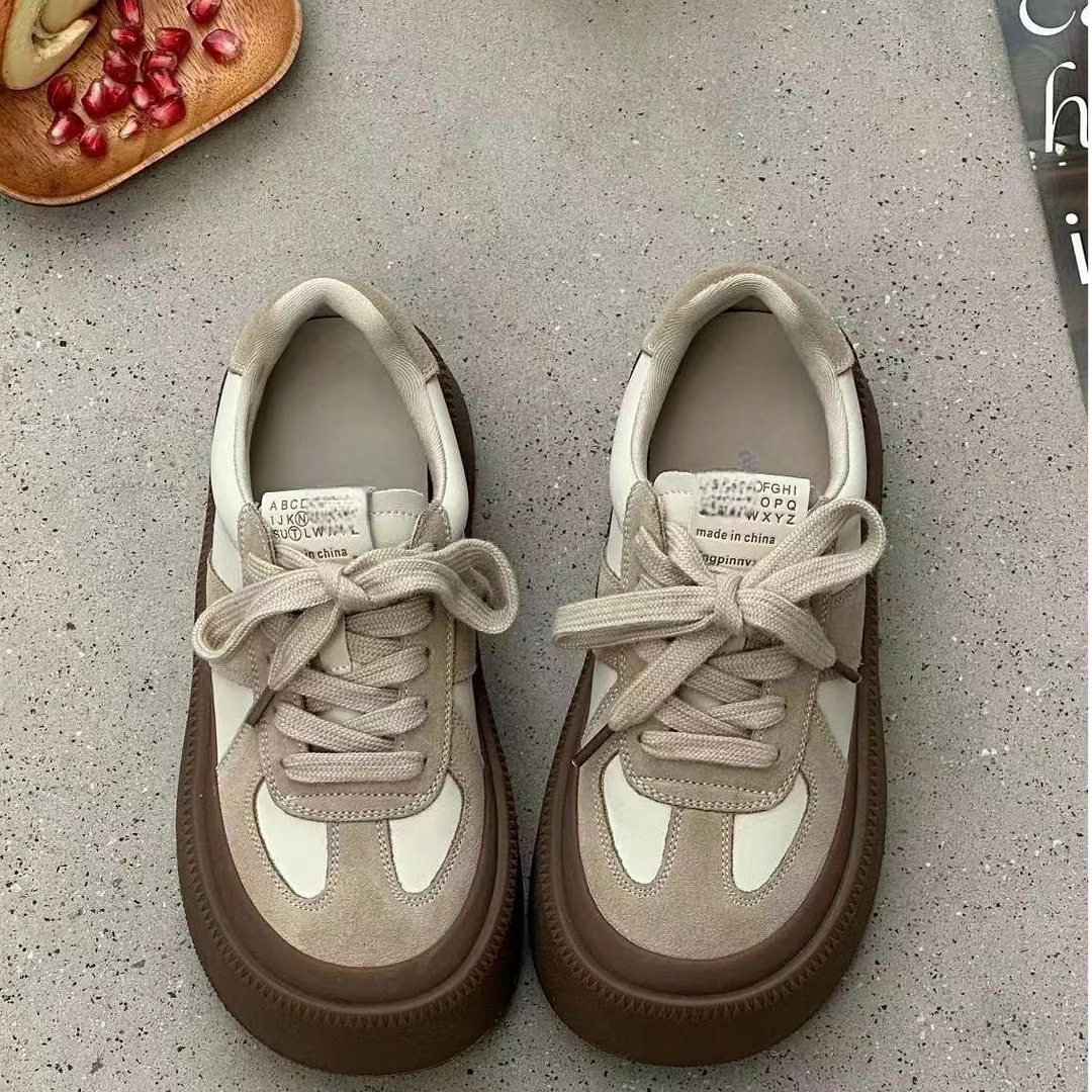 OMG！！真皮品质~~4.5cm厚底增高松糕休闲板鞋饼干鞋女8906