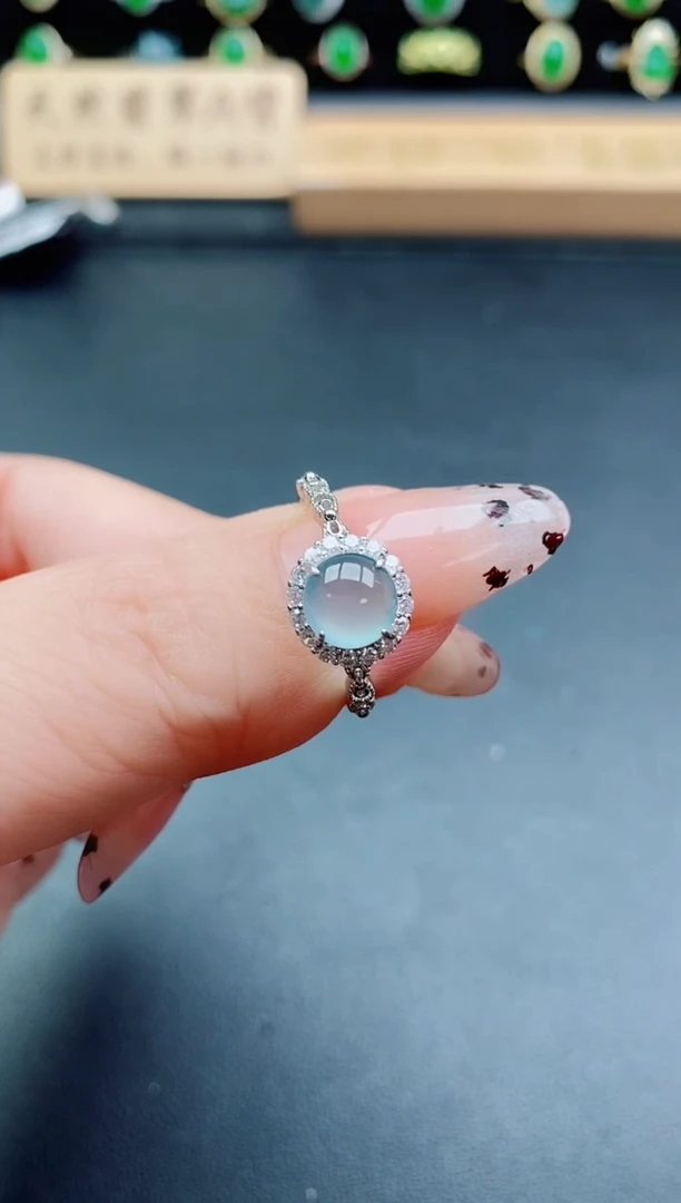 银S925镶嵌戒指翡翠1