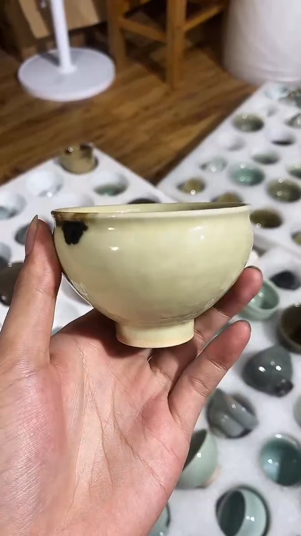【山隐青瓷】龙窑柴烧杯子　大束口杯　　80CC