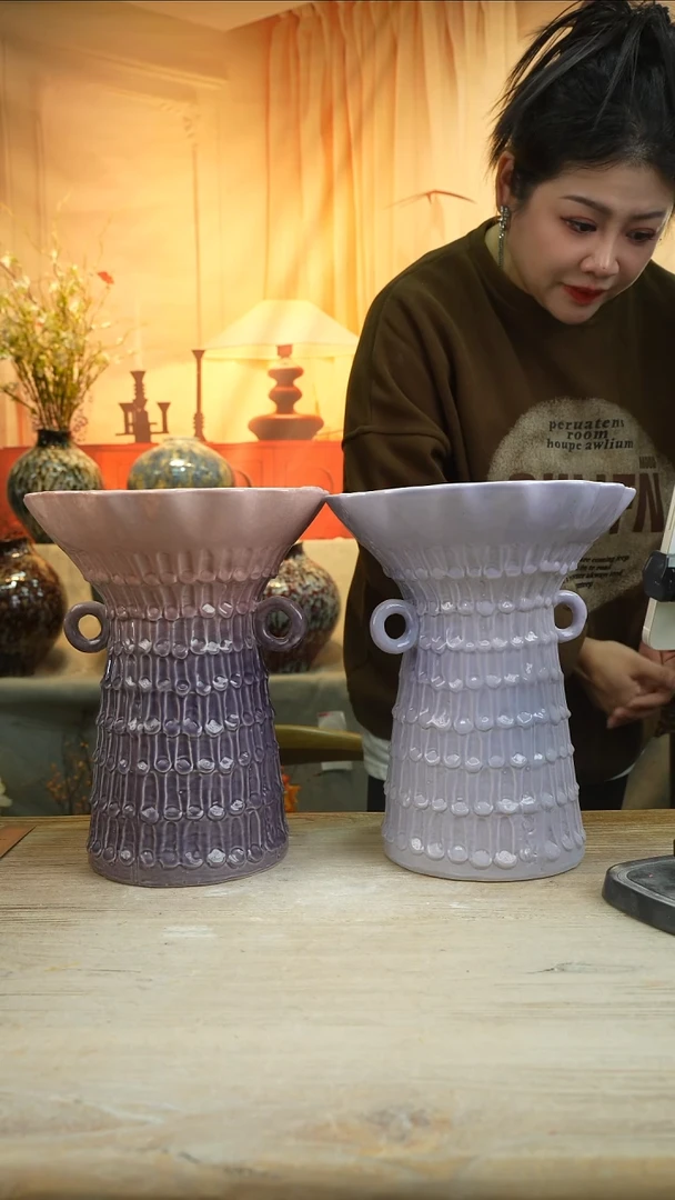 高口高温陶瓷花瓶花器套组