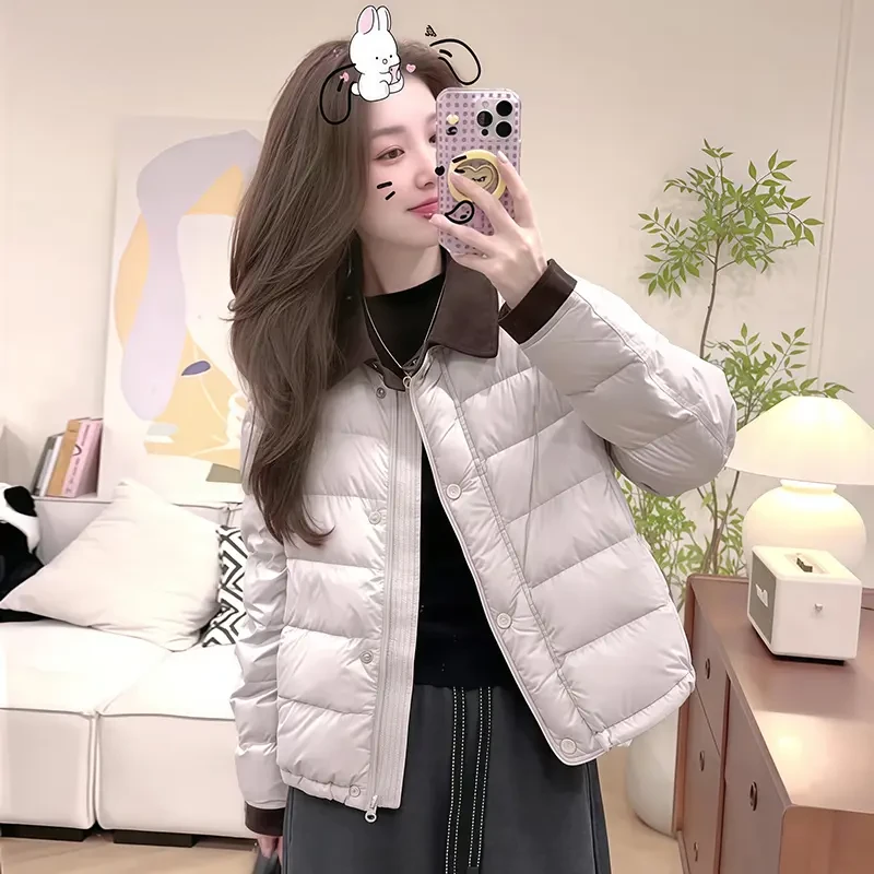 MISU/糜素今年流行爆款撞色翻领棉服冬季新款羽绒棉衣手塞棉外套