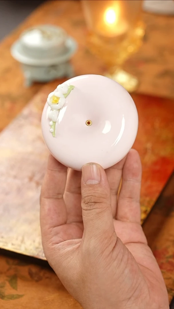茶具手捏花香插摆件
