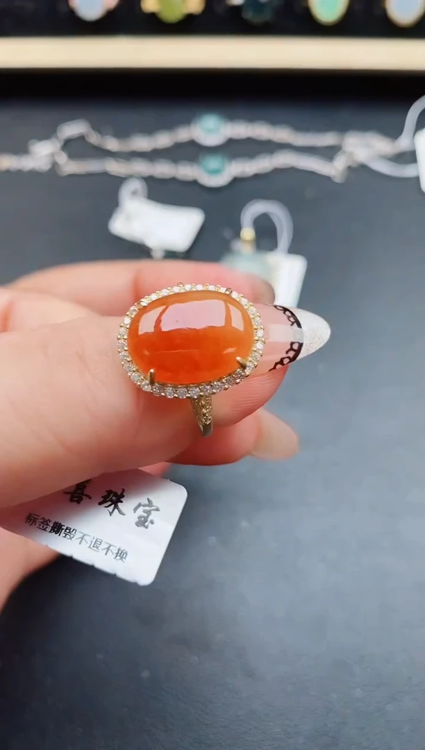 翡翠戒指银S925镶嵌50850