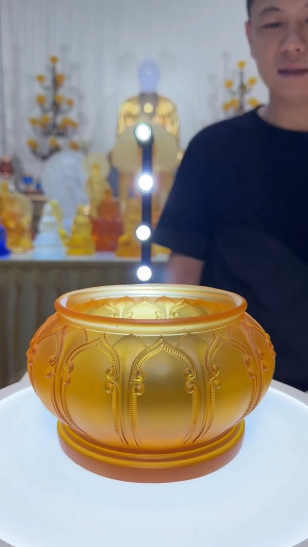 手工艺品琉璃乐***木匠门琉璃吉祥花小号香炉