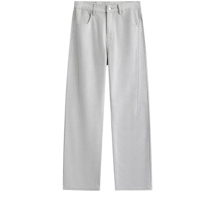 春夏季牛仔裤男款商务通勤高品质水洗浅色宽松直筒长裤子时尚百搭