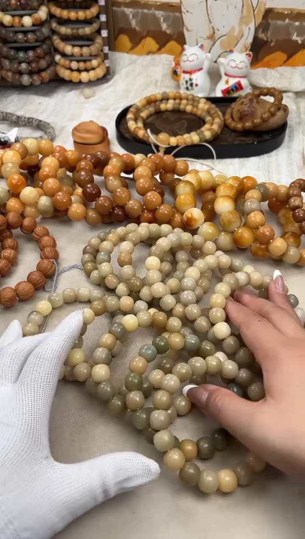 手串菩提根/象牙果a965 卡13 干磨玉化微瑕