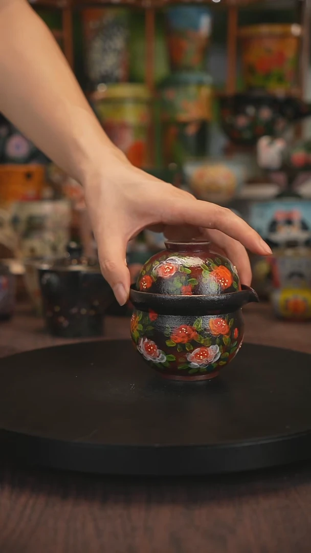 紫砂油画手绘釉下彩