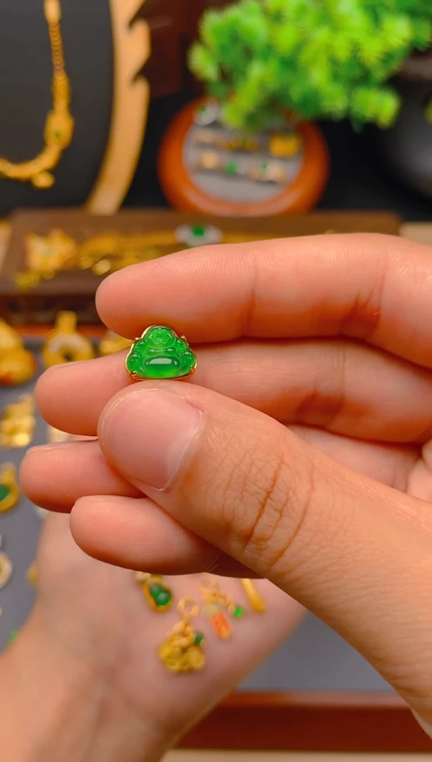 翡翠银S925镶嵌吊坠(不含链)穿孔佛公