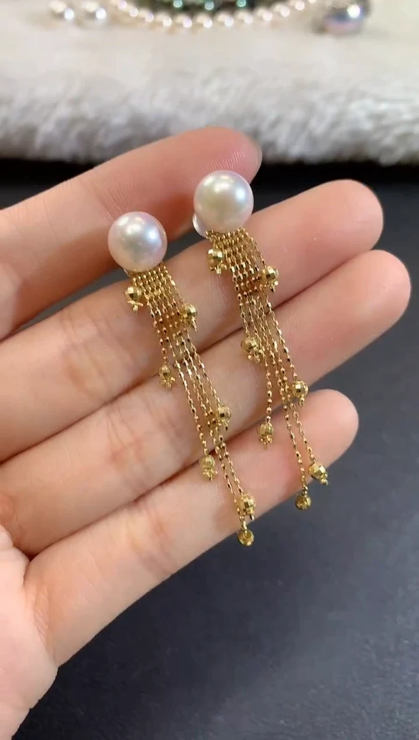 18K金镶嵌耳饰海水珍珠S13 多样性发货一件